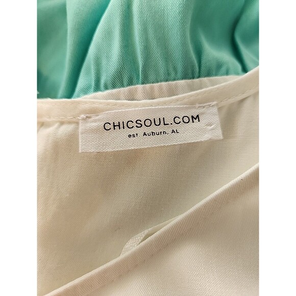 Chicsoul Womans 1X Tiered Dress Knee Length Boho Short Sleeve Empire Waist - Picture 14 of 16